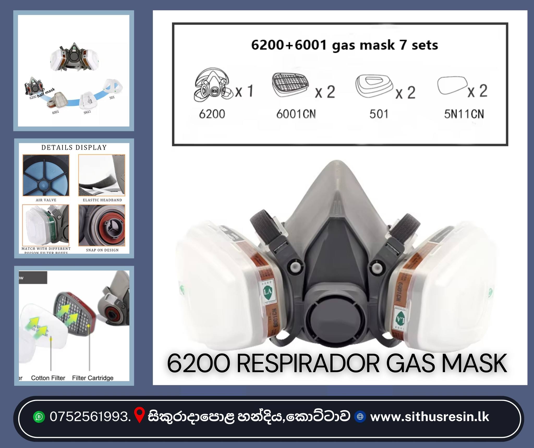 6200 Gas Mask Gas-Proof Half Face Mask Series