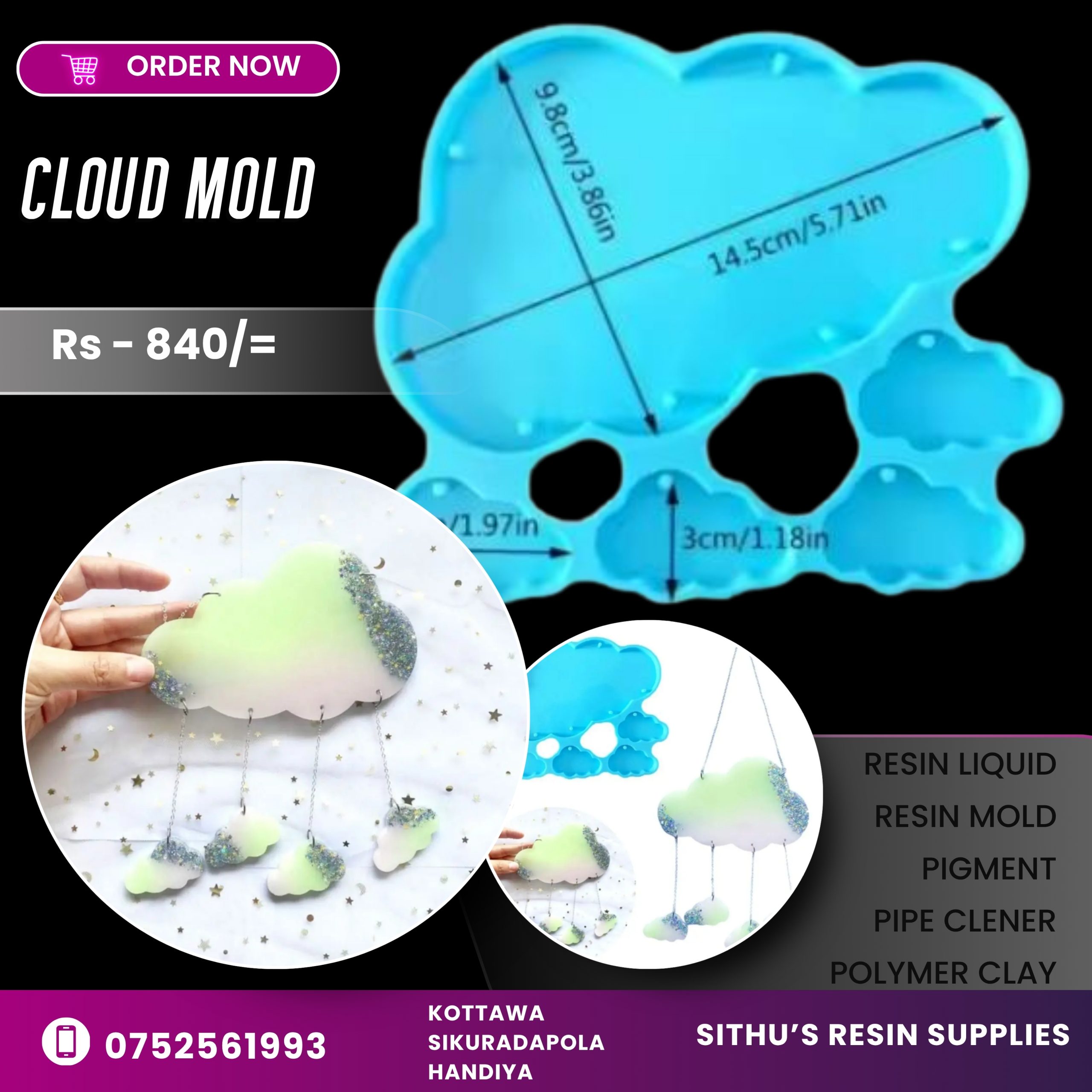 Cloud Combination Pendants Silicone Mold