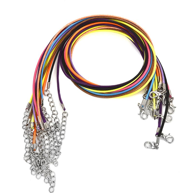 Leather Cord Necklace With Lobster Clasp Wax Rope Chain